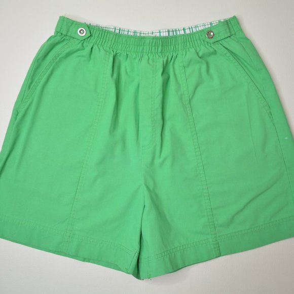 VTG Levi's Sportswear Sz 14 Women ELASTIC Waist GREEN High Waist MOM Shorts 80's - Picture 1 of 8